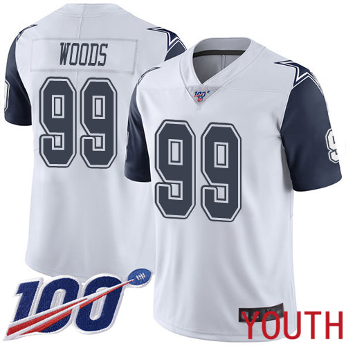 Youth Dallas Cowboys Limited White Antwaun Woods #99 100th Season Rush Vapor Untouchable NFL Jersey->women nfl jersey->Women Jersey